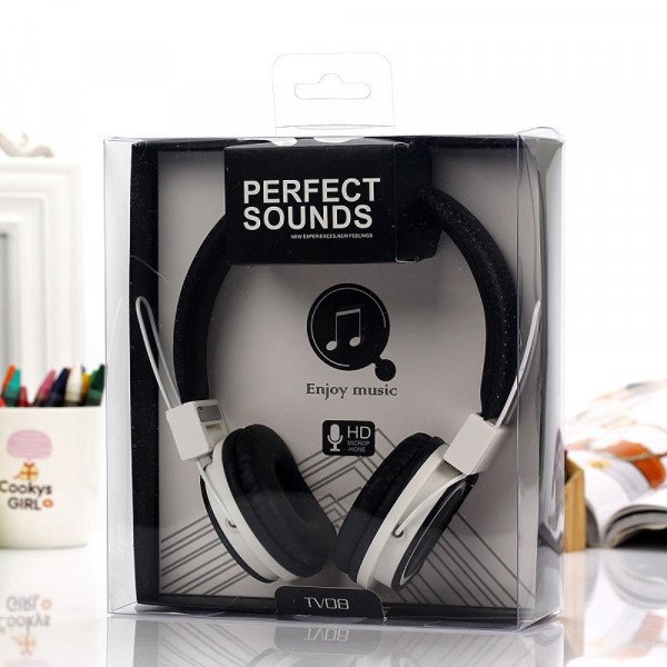 Wholesale Perfect Sound Stereo Headphone with Mic (Black White)